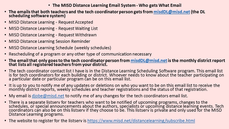 MISD Distance Learning Email Structure