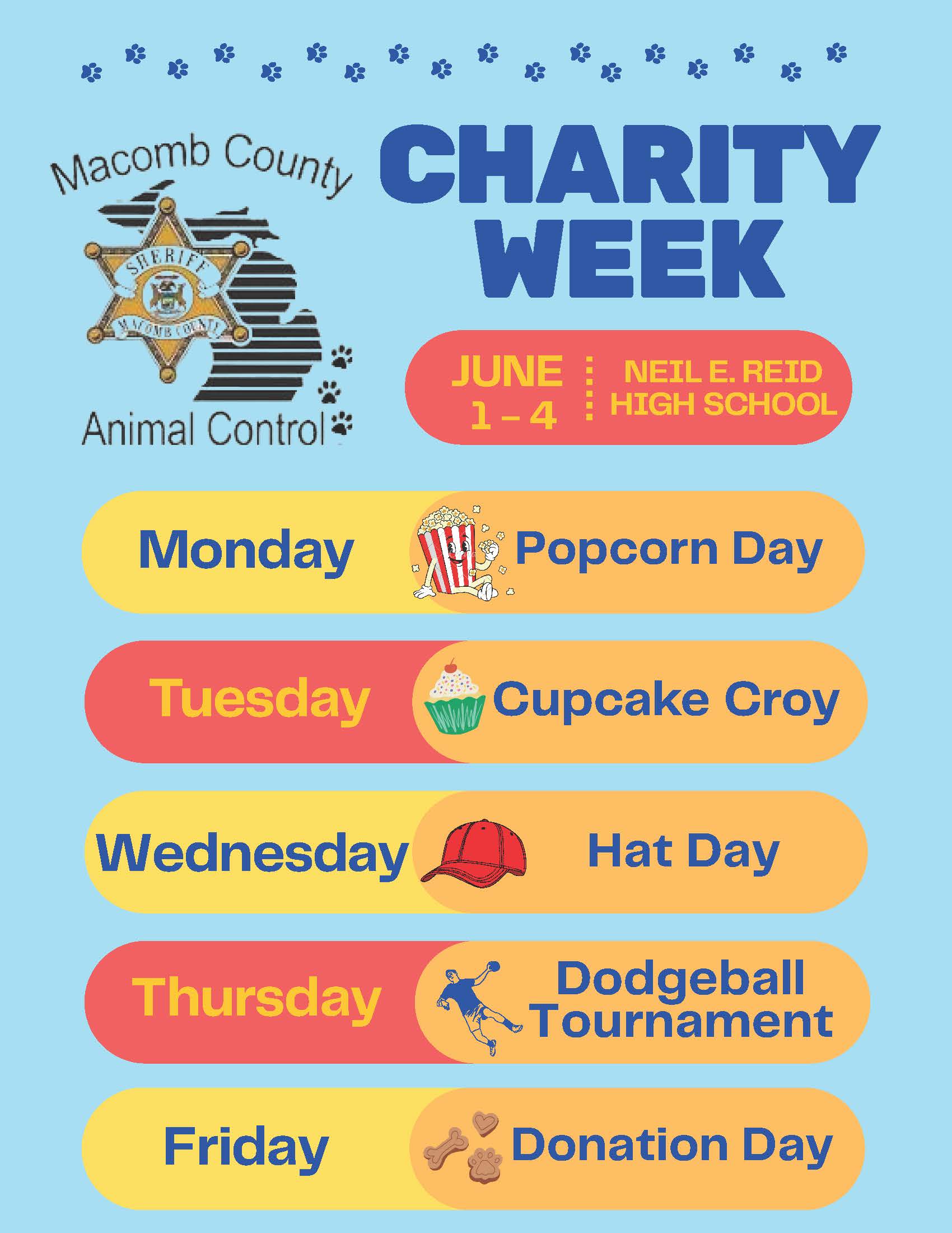Macomb County Animal Shelter Charity Week Flyer